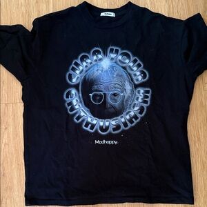 Madhappy Black Graphic Tee with Blue Design